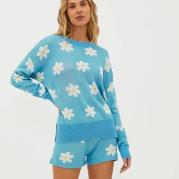 Beach Riot Women’s Callie Spring Daisy Blue Sweater Coverup Size S - Picture 3 of 10